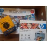 A mixed collection of items to include boxed Zone 60 wireless gaming system, boxed HP A526 compact