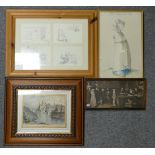 Four prints to include signed Winnie the Pooh, Elvet bridge Durham etc (4)