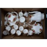 Royal albert Old Country roses coffee set to include coffee pot, 8 trio's, cake plate, sugar bowl,