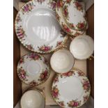 Royal Albert Old Country Rose patterned dinnerware items to include, 6 dinner plates, 6 salad