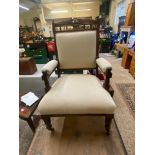 Early 20th Century Re-Upholstered Low open Armchair