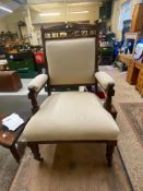 Early 20th Century Re-Upholstered Low open Armchair