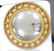 Large Antique Convex Wall Mirror (a/f) diameter 65cm