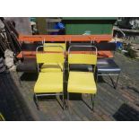 Mid century tubular steel Harlequin set of six stacking chairs