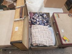 3 Vintage suitcases 2 containing ladies vintage clothing