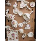 A collection of Hammersley ornaments to include frog, boots, clock, bell, candlestick, pin dish ,