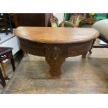 Vintage hand carved African low Coffee table with storage feature 73cm W 37cm D 30cm H