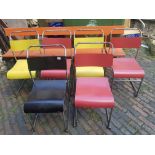 Mid century tubular steel Harlequin set of six stacking chairs