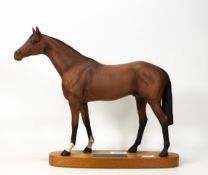 Beswick Matt Brown Racehorse on wooden plinth 1564, seconds