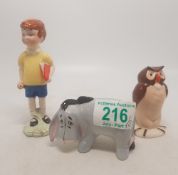 Beswick Winnie the Pooh figures to include Christopher Robin, Eeyore and Owl (3)