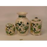 Mason's Chartreuse vase , lidded jar and ginger jar (3)