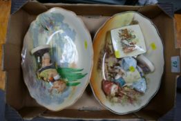Royal Doulton series ware to include Toll house dish, lidded pot, Woodley Dale dish and two Geobel