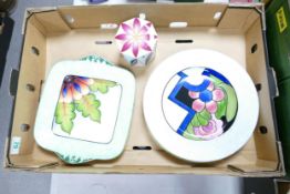 A collection of hand painted plates mostly by H Clarke Staffordshire together with a lidded pot (1