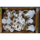 A mixed collection of Royal Albert old country roses to include vase, ewer, wall plate. ring
