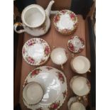 Royal Albert Old Country Rose patterned dinnerware items to include 22 pieces tea set.