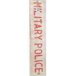 Vintage hand-painted on metal 'Military Police' sign, 60cm in width.