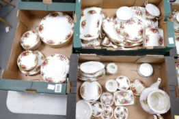 Royal Albert Old Country Rose pattern items to include dinner plates, bowls, platters, stained