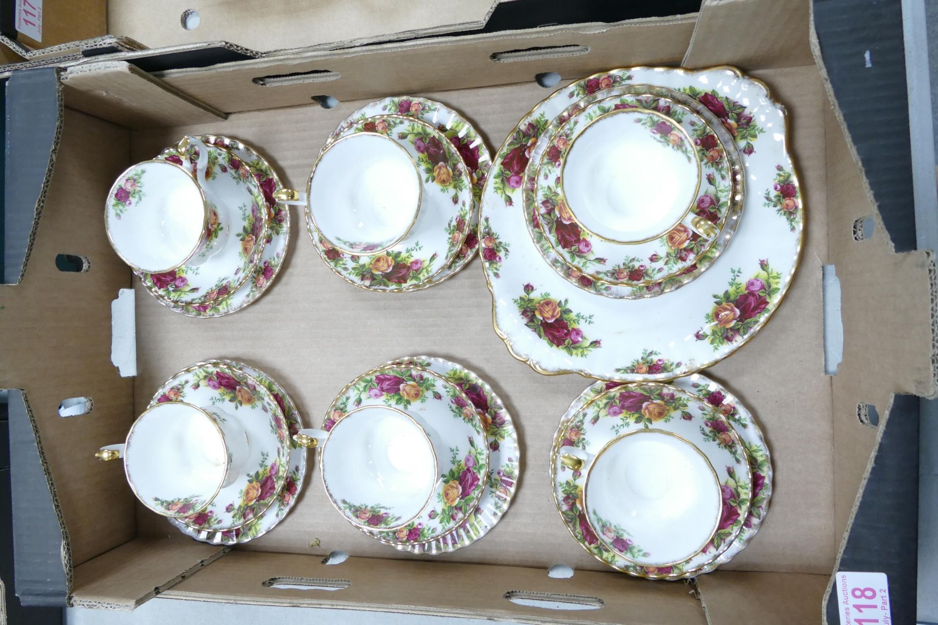 Royal Albert Old Country Rose pattern set of six trio's & matching sandwich plate (2nds)