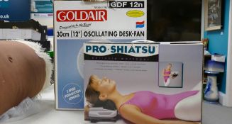 Goldair 30cm Desk Fan & Pro Shiatsu massage pillow(2)