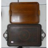 Large Enamelled Antique Serving tray & similar oak item(2)