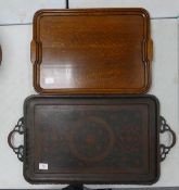 Large Enamelled Antique Serving tray & similar oak item(2)