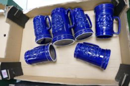 A collection of Wade Pussers Rum Tankards . These items were removed from the archives of the Wade