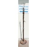 Early 20th Century barley twist two tier standard lamp. height to top of fitting 147cm