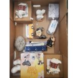 A mixed collection of items to include Border Fine Arts novelty spoon, boxed cruet set, and
