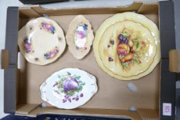 A mixed collection of items to include Aynsley Orchard Gold patterned 2 tier cake stand (plates