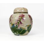 Large Cobridge stoneware ginger jar in the Hosta Mib pattern. Height 22cm