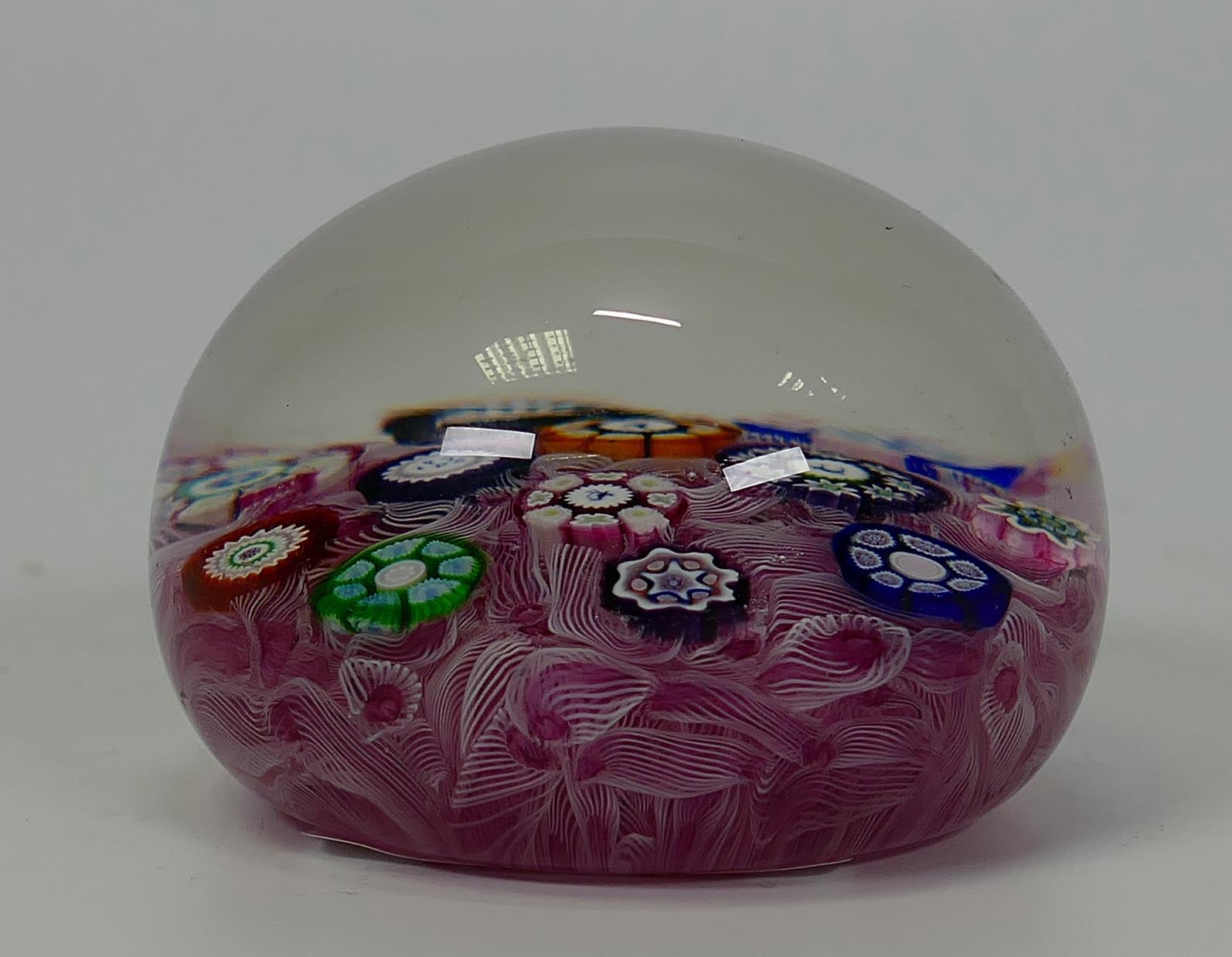 P1976 Millefiori glass paperweight decorated within canes P1976, Cat, Robin & Dog, diameter 7cm - Image 2 of 2