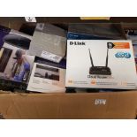 A mixed collection of BNIB Belkin, Linksy's, D-Link etc routers, TV links, Web Cam's, ethernet
