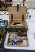 Wooden Carpenters Box & contents
