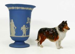 Royal Doulton Collie Dog & Wedgwood Jasperware vase(2)