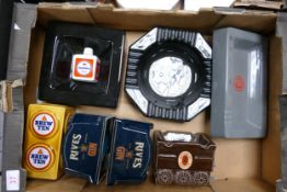 A collection of Wade Advertising Ashtrays including Brew 10, Dunhill, Ribes Gin etc . These items