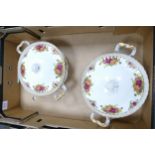 Two Royal Albert Old Country Rose pattern Tureens