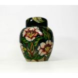 Trial Moorcroft pink floral ginger jar. Dated 13/6/01, initials JBM. Height 16cm