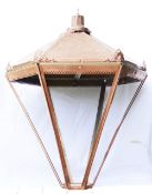 Large Vintage Copper Street Lamp Sized Shade / Lantern, with top mounted fittings height 100cm (