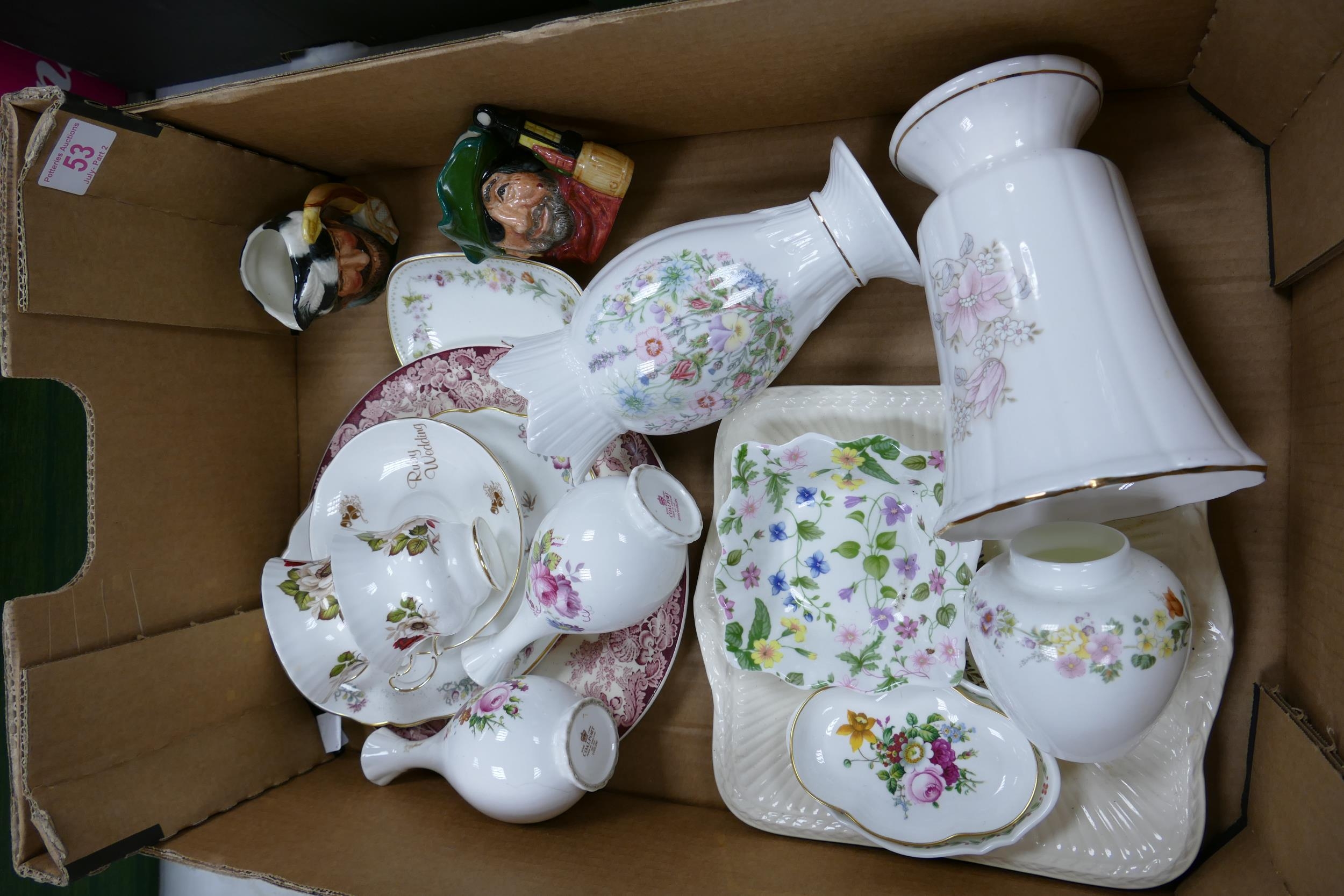 A mixed collection of items to include Aynsley Wild Tudor patterned vase, Coalport Bud vases,