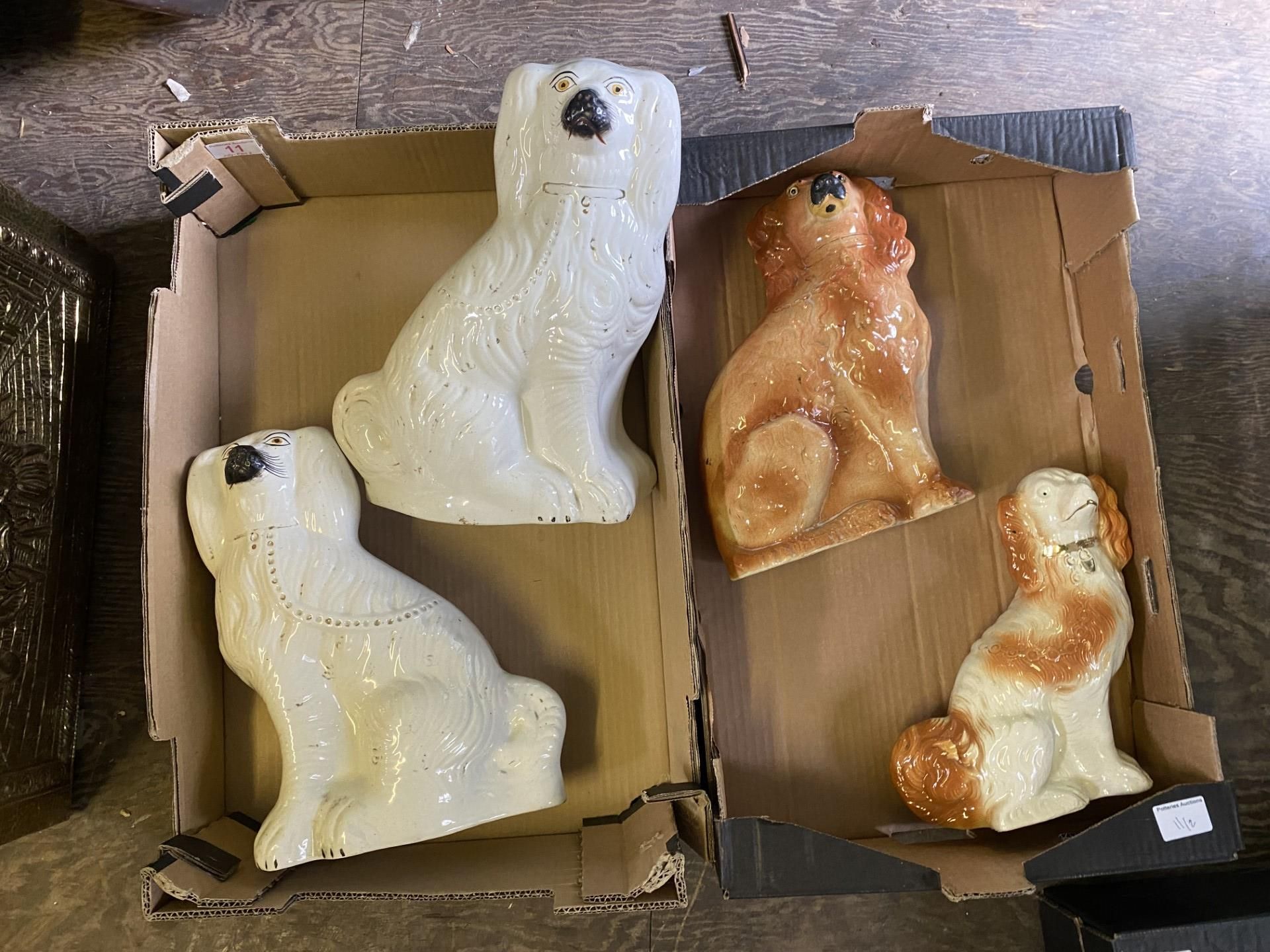 Four Large Staffordshire dogs, largest 35cm