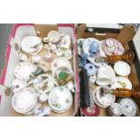 A mixed collection of items to include floral decorated miniatures, Royal Albert saucers, Wedgwood