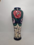 Moorcroft large vase 'A Tribute to Charles Rennie Mackintosh', dated 1999, silver line seconds.