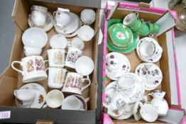 A mixed collection of items to include Floral decorated tea ware, trio's , Royal Commemorative items