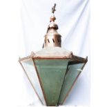 Large Vintage Copper Street Lamp Sized Shade / Lantern, with top mounted fittings height 109cm