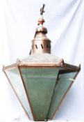 Large Vintage Copper Street Lamp Sized Shade / Lantern, with top mounted fittings height 109cm
