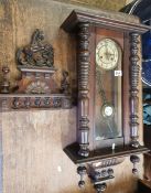 Early 20th Century Mahogany Vienna type wall Clock 115cm H