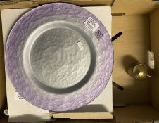 Six Boxed Portmeirion Llac / Siver Dinner plates, diameter 33.5cm