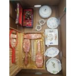 A mixed collection of items to include mid century ladies vanity set, laquered jewellery box with