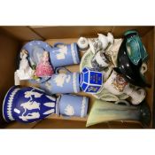 A mixed collection of items to include Wedgwood jasperware tankards, Dudson Jasperware large vase,