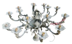 Vintage Flemish Style Brass 10 branch chandelier, diameter 90cm
